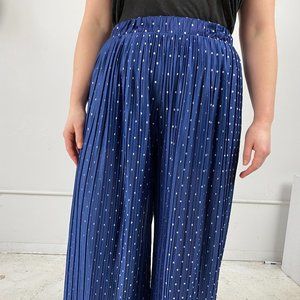Flowy Wide Leg Blue Polka Dot Pants
